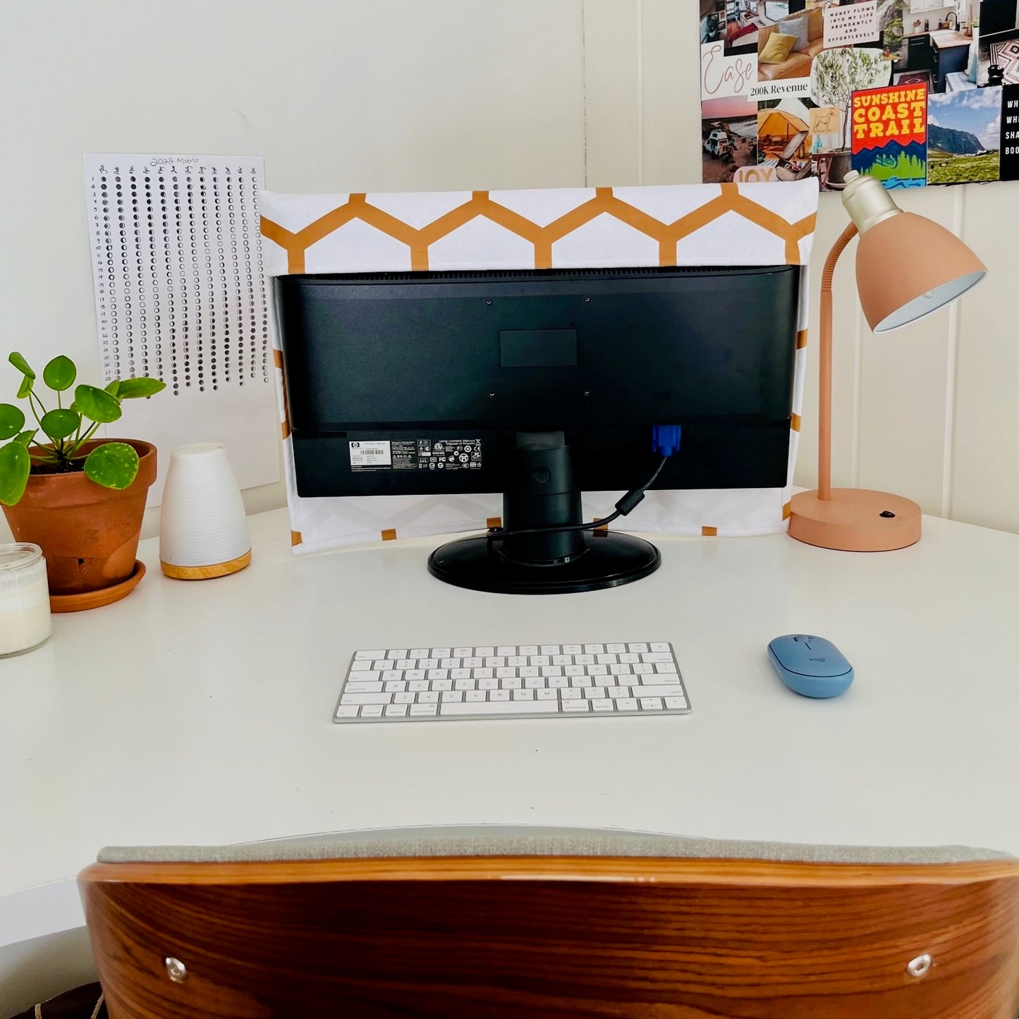 back of monitor view for bee free gold hexagon screen cover